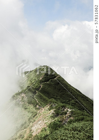岩小屋沢岳山頂から新越岳を望む 57831062