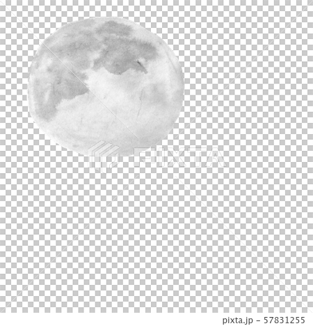 満月 墨の手描きイラスト のイラスト素材