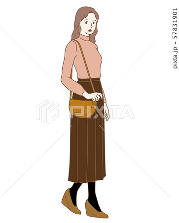 女性 秋色ファッションのイラスト素材
