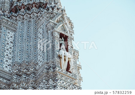 Pagoda at Wat Arun Ratchawararam Ratchaworamahawihan or Wat Jaeng, Bangkok, Thailand. Beautiful of historic city at buddhism temple. Pagoda at Wat Arun Ratchawararam Ratchaworamahawihan or Wat Jaeng, Bangkok, Thailand. Beautiful of historic city at buddhism temple. 57832259