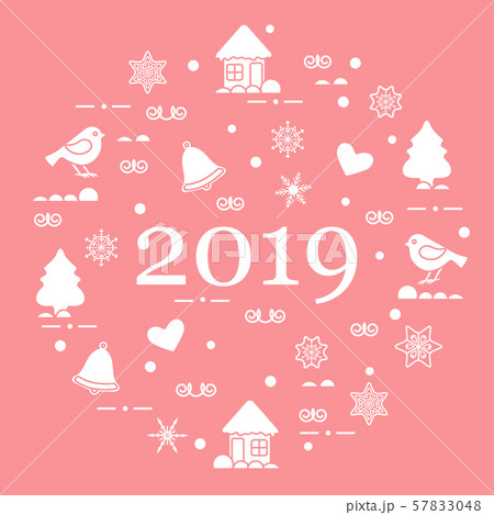 Happy New Year 2019 card Vector illustration. 57833048