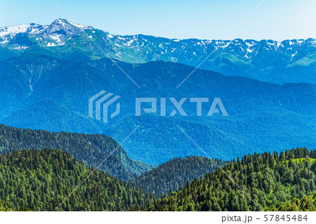 Green mountain ridges, surrounded by mountains Green mountain ridges, surrounded by mountains 57845484