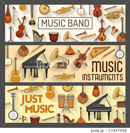 Musical instruments, orchestra music band, vector Musical instruments, orchestra music band, vector 57847068