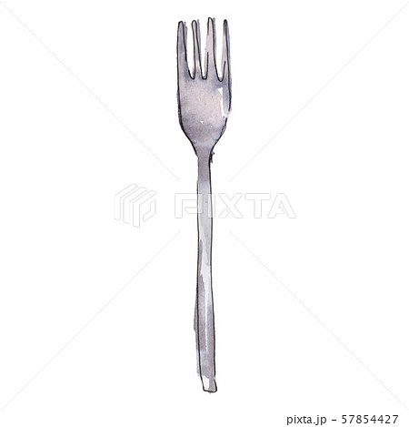 Metal fork watercolor background illustration set. Isolated fork illustration element. Metal fork watercolor background illustration set. Isolated fork illustration element. 57854427
