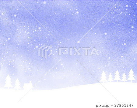 雪景色 水彩背景イラストのイラスト素材