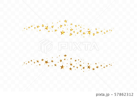 Falling golden stars. Cloud of golden stars isolated on transparent background. Vector illustration 57862312