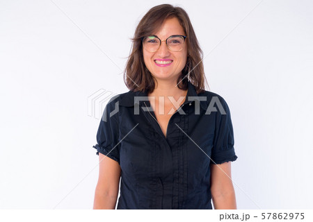 Portrait of happy beautiful businesswoman with eyeglasses smiling 57862975