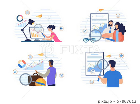 Cartoon People Doing Financial Data Analysis Set Cartoon People Doing Financial Data Analysis Set 57867612