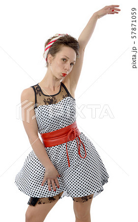 smiling woman, dressed in pin-up style smiling woman, dressed in pin-up style 57871059