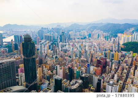 Aerial top view of Hong Kong Downtown, republic of 57880395