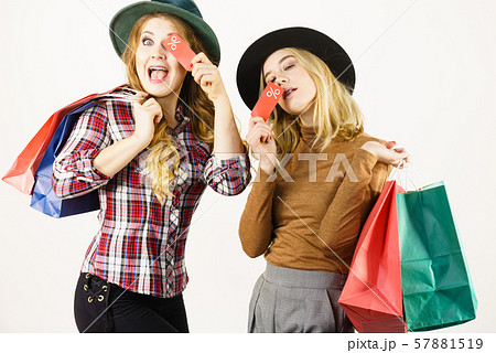 Two woman after sale shopping 57881519