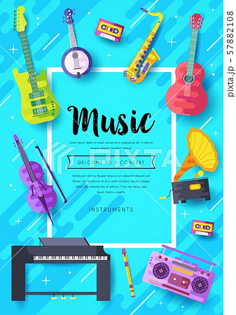 Music instruments vector brochure cards set. Audio tools template of flyear, magazines, poster, book 57882108