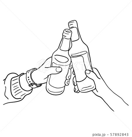 hand of two person toasting bottle of beer vector hand of two person toasting bottle of beer vector 57892843