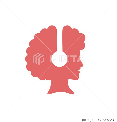 Silhouette logo of an afro woman wearing headset 57909723
