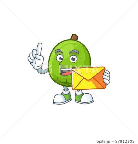 With envelope fresh casimiroa mascot on white background. 57912305