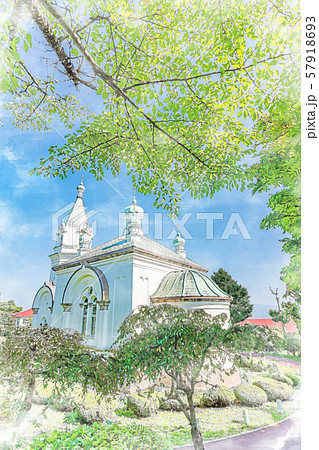 北海道の夏の風景 函館ハリストス正教会のイラスト素材 北海道の夏の風景 函館ハリストス正教会のイラスト素材