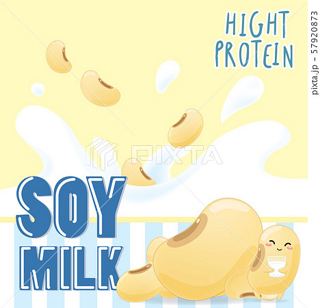 soy milk with splash on yellow background 57920873