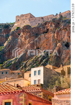 Monemvasia old houses view in Peloponnese, Greece 57921139