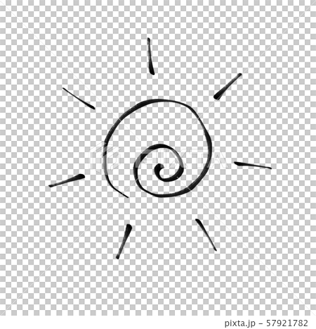 黒色のグルグル渦巻き太陽のイラスト 57921782