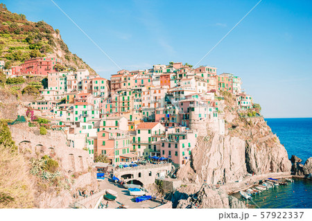 Amazing view of the beautiful village of Manarola in the Cinque Terre Reserve. 57922337