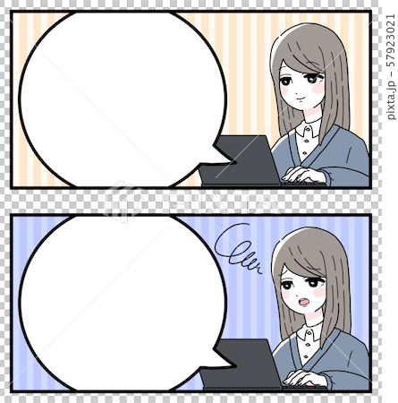 A woman who operates a laptop computer Illustration set with balloons A woman who operates a laptop computer Illustration set with balloons 57923021