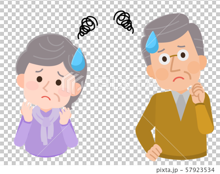 困る シニア男性 シニア女性 イラストのイラスト素材