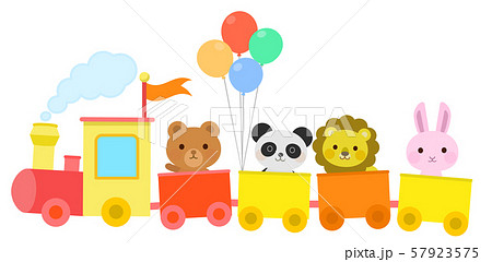 汽車に乗る動物 かわいい 子供向け イラストのイラスト素材