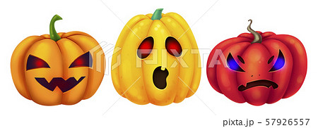 Three different pumpkins. Burning eyes. Set Three different pumpkins. Burning eyes. Set 57926557