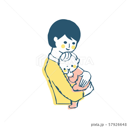 赤ちゃんを抱っこするママのイラスト素材