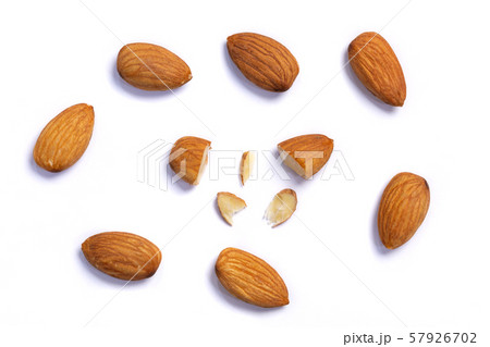 Almonds isolated on white background with clipping 57926702