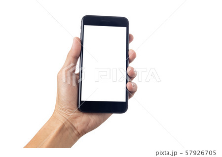 Hand man holding smartphone with blank screen 57926705