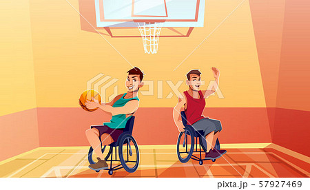 Sportsman on wheelchair playing basketball Sportsman on wheelchair playing basketball 57927469