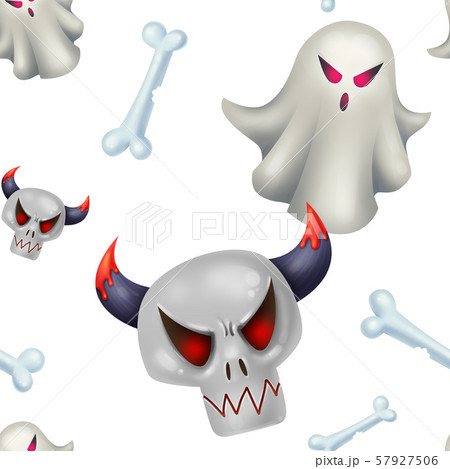 Seamless pattern for Halloween. Ghost, evil skull Seamless pattern for Halloween. Ghost, evil skull 57927506
