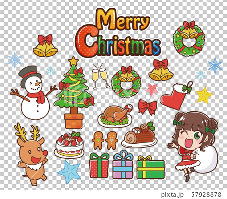 イラスト素材 クリスマス アイコン 色々 サンタガールのイラスト素材