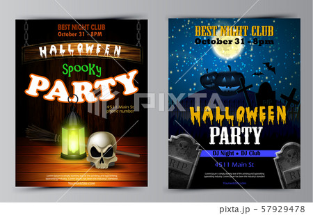 Halloween party flyer with pumpkins Halloween party flyer with pumpkins 57929478