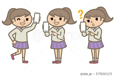 スマホを持つ女の子　セット 57930125
