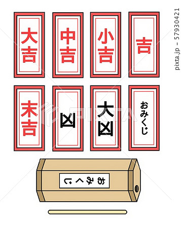 おみくじ セットのイラスト素材