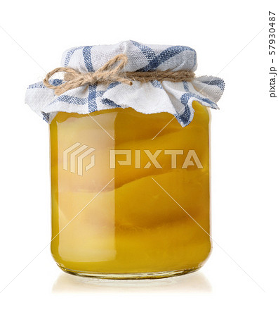 Jar of of sliced mangoes in natural syrup 57930487