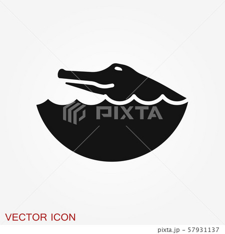 Crocodile Icon Zoo Animal Flat Design Vectorのイラスト素材