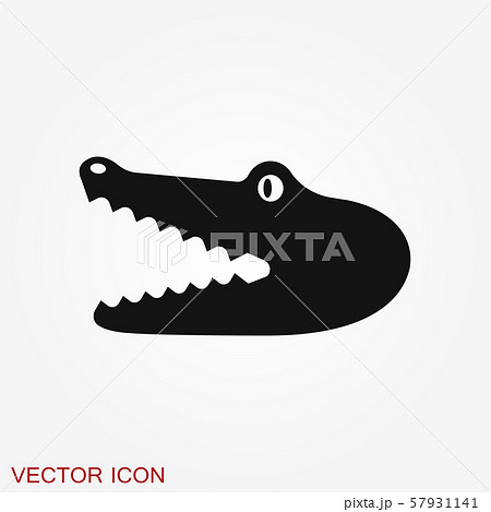 Crocodile Icon Zoo Animal Flat Design Vectorのイラスト素材