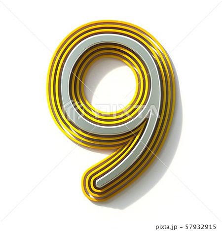 Yellow outlined font Number 9 NINE 3D 57932915