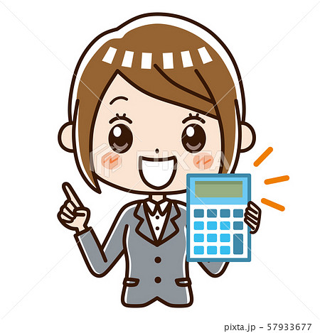 ビジネスウーマン　電卓 57933677