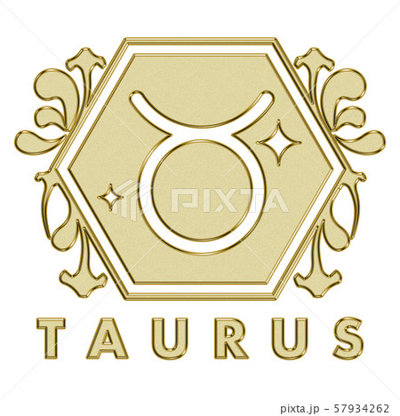 ゴールド 金色の星座のアイコン イラスト アールヌーヴォー 牡牛座 おうし座 タウルスのイラスト素材
