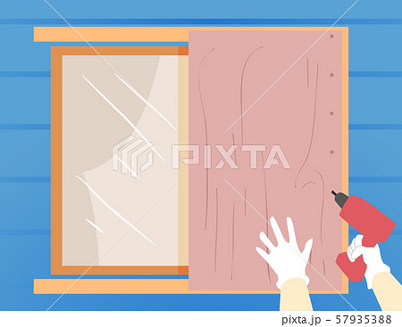Hurricane Preparedness Cover Window Illustration 57935388
