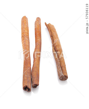 Cinnamon Sticks Stacked isolated on White 57936119