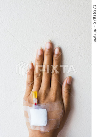 Syringe on hand, patients Syringe on hand, patients 57936571