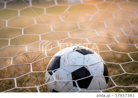 soccer ball in goal 57937361