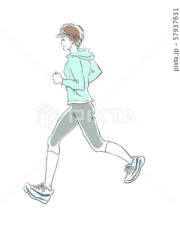 ジョギングする女性のイラスト素材