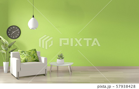 Sofa white and decoration plants on light green 57938428