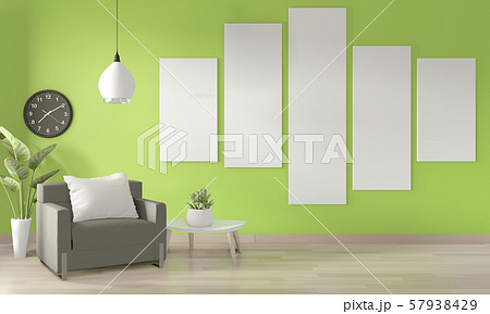 Mock up poster frame on wall, Sofa white 57938429